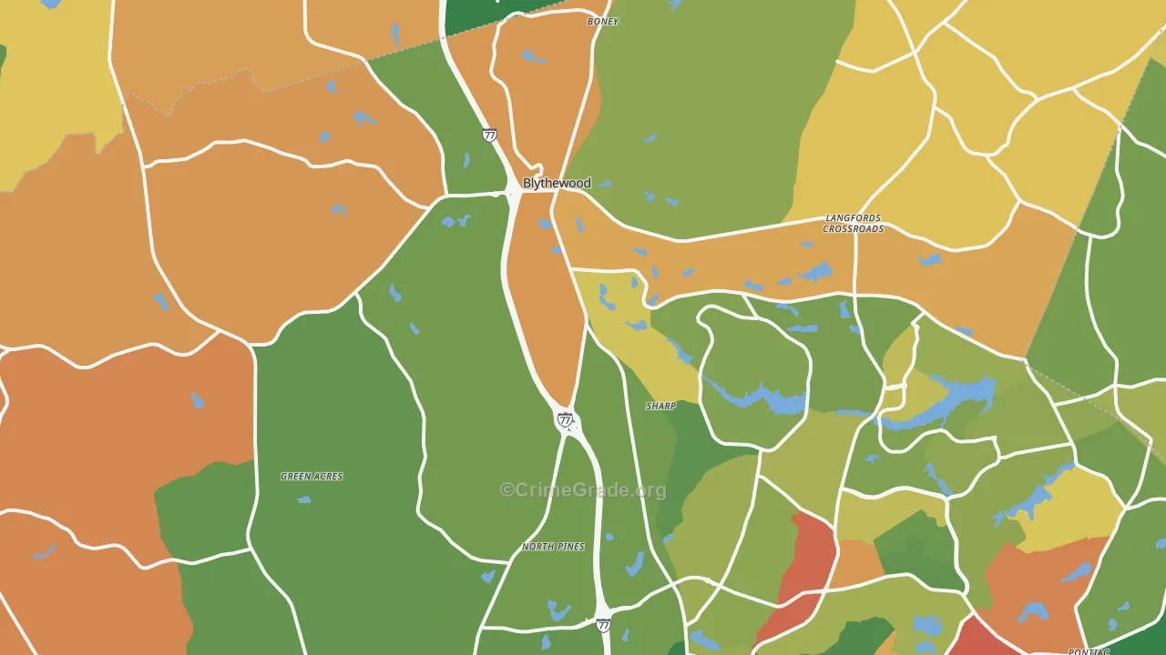 29016, SC Map of Drug-Related Crime Rates