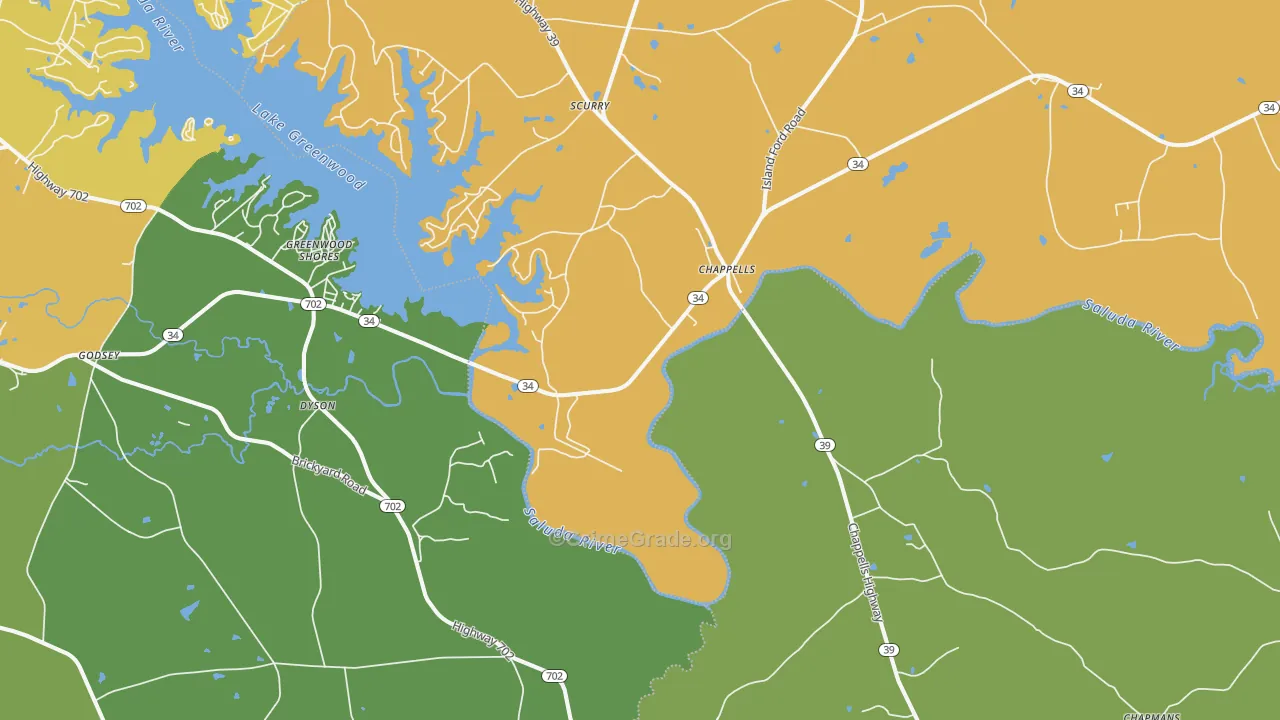 29037, SC Map of Drug-Related Crime Rates