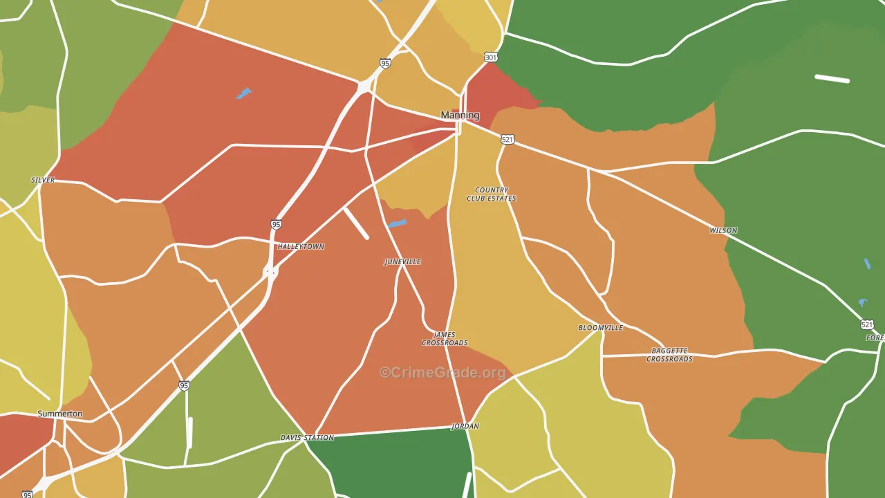 29102, SC Map of Drug-Related Crime Rates