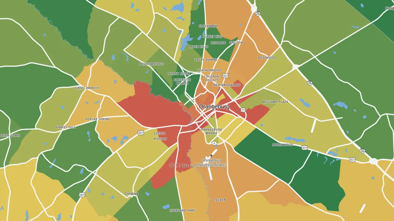 29115, SC Map of Drug-Related Crime Rates