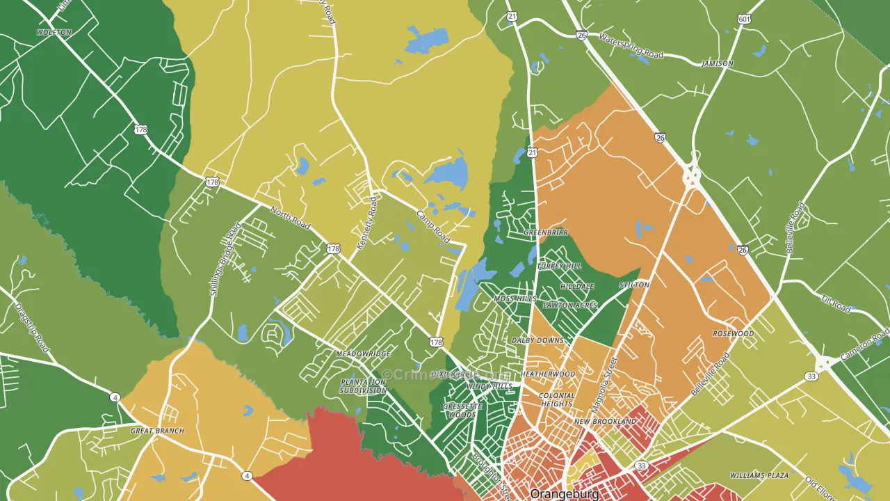 29118, SC Map of Drug-Related Crime Rates
