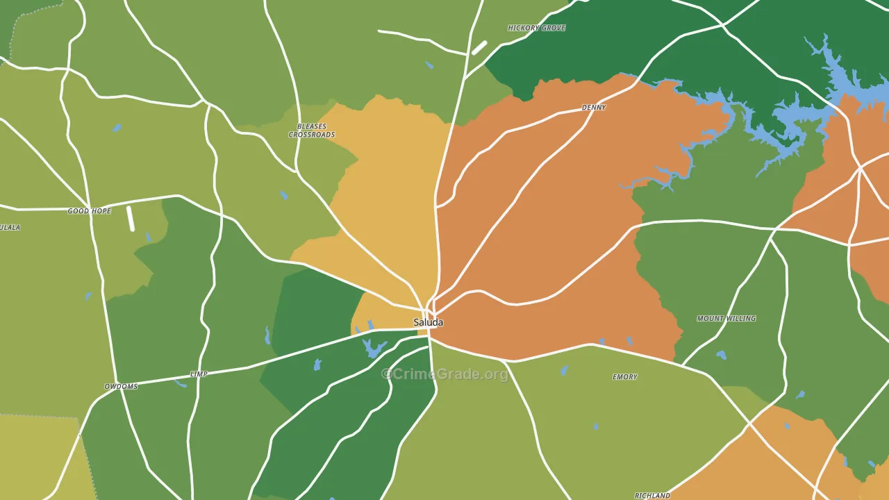 29138, SC Map of Drug-Related Crime Rates
