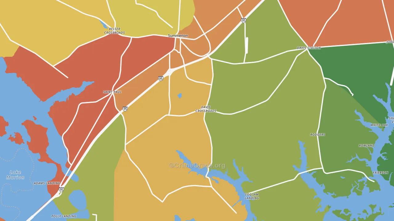 29148, SC Map of Drug-Related Crime Rates