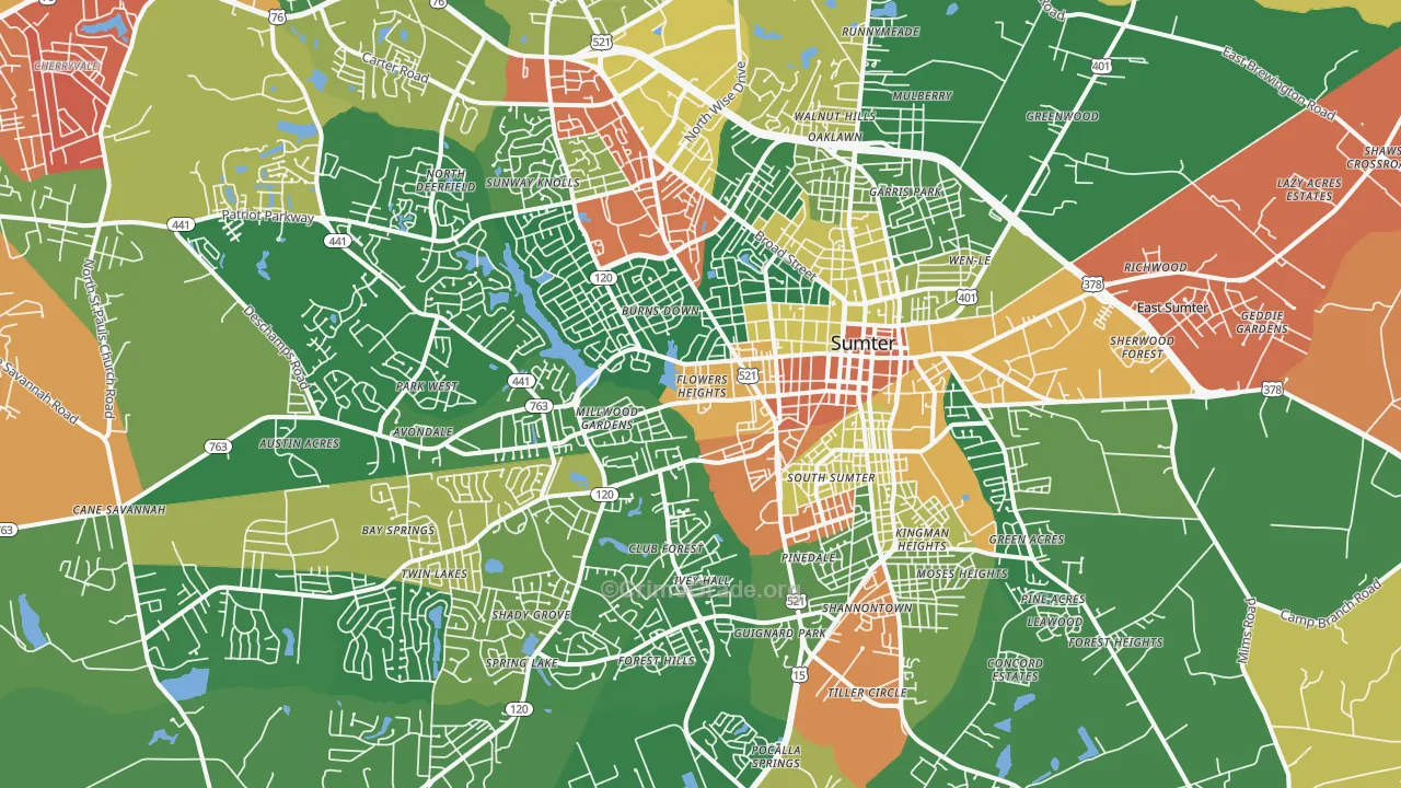 29150, SC Map of Drug-Related Crime Rates