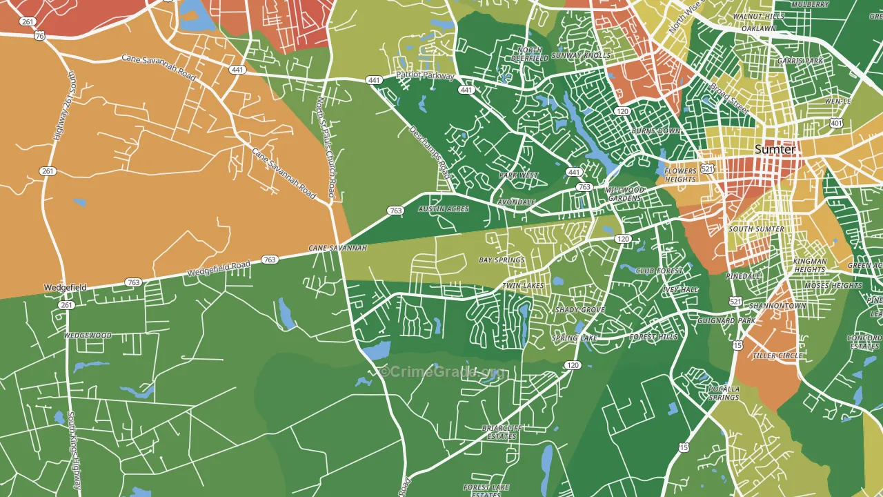 29154, SC Map of Drug-Related Crime Rates