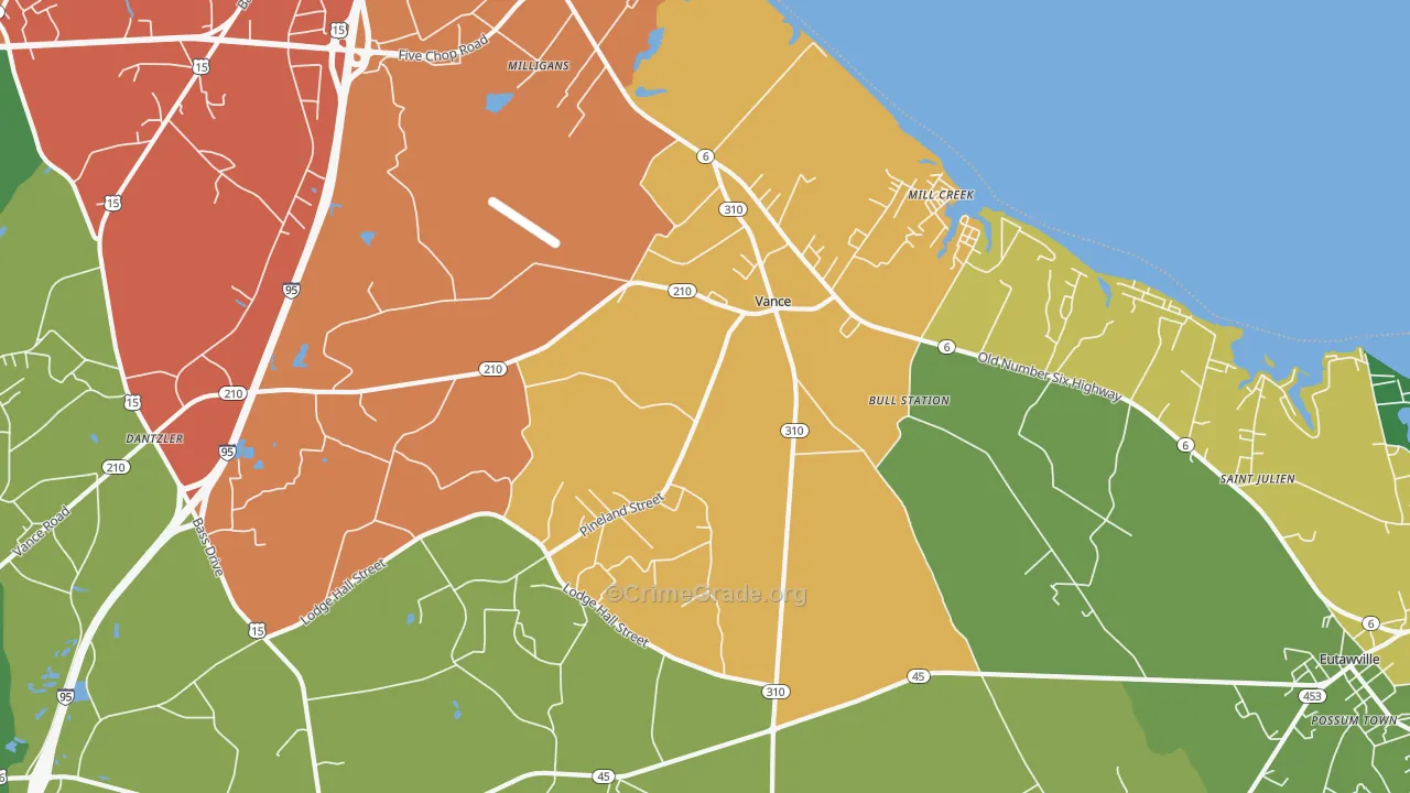 29163, SC Map of Drug-Related Crime Rates