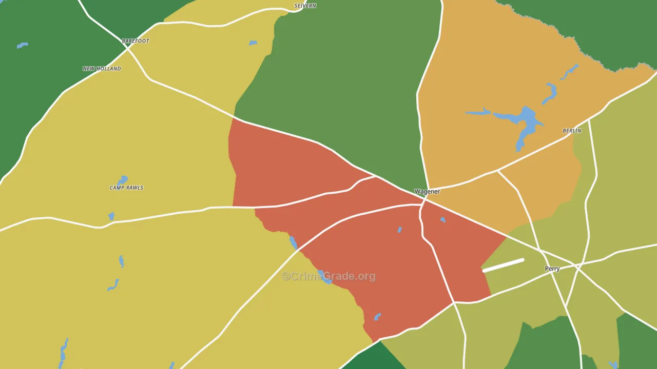 29164, SC Map of Drug-Related Crime Rates