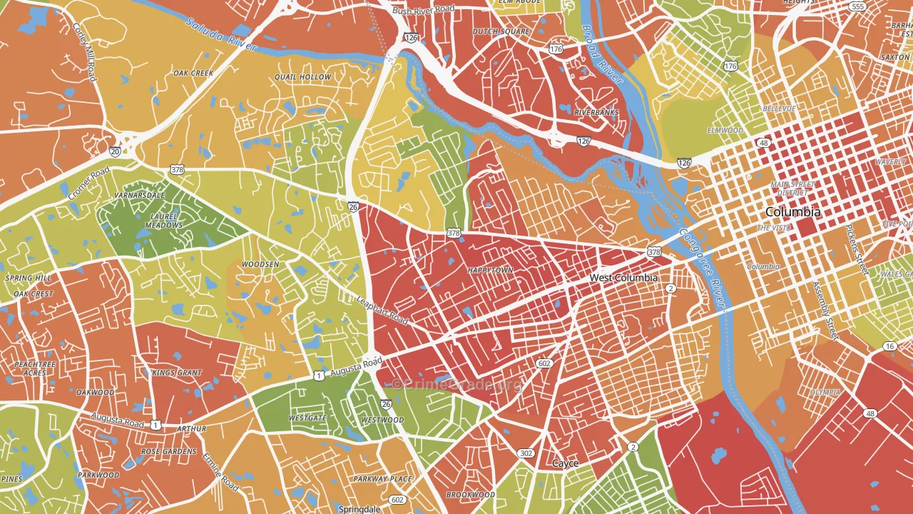 29169, SC Map of Drug-Related Crime Rates
