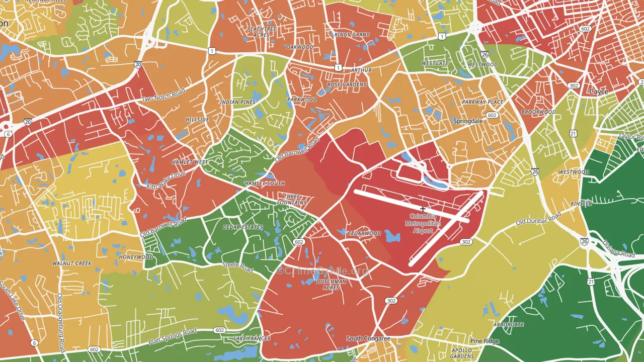 29170, SC Map of Drug-Related Crime Rates