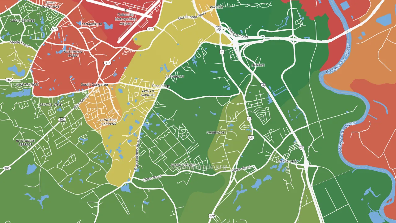 29172, SC Map of Drug-Related Crime Rates