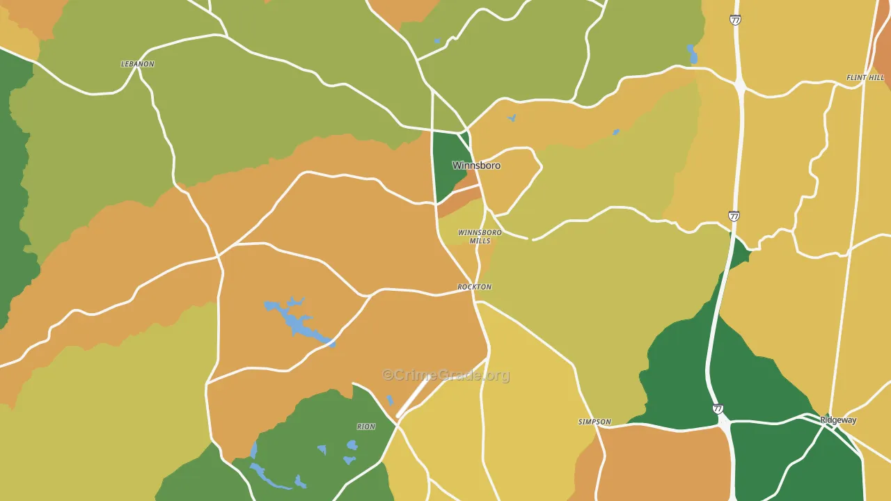 29180, SC Map of Drug-Related Crime Rates