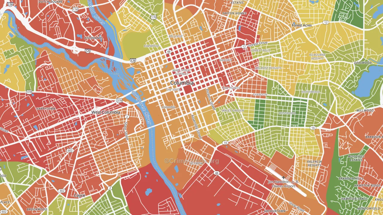 29201, SC Map of Drug-Related Crime Rates
