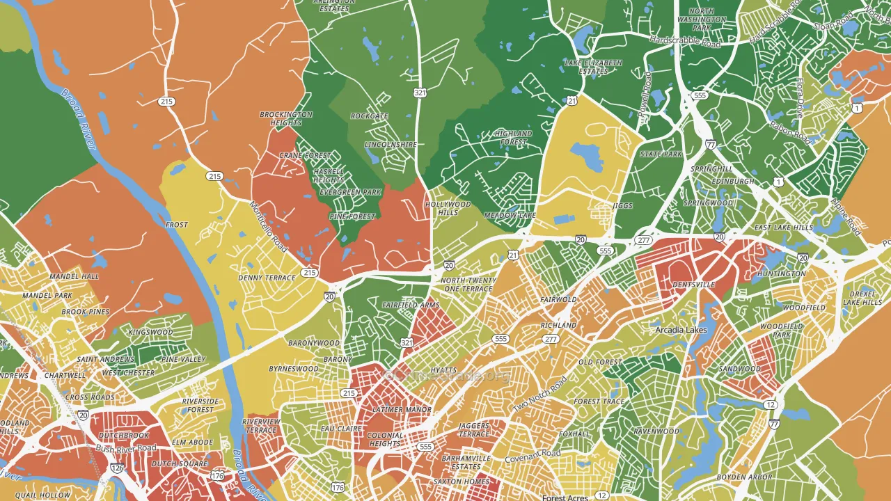 29203, SC Map of Drug-Related Crime Rates