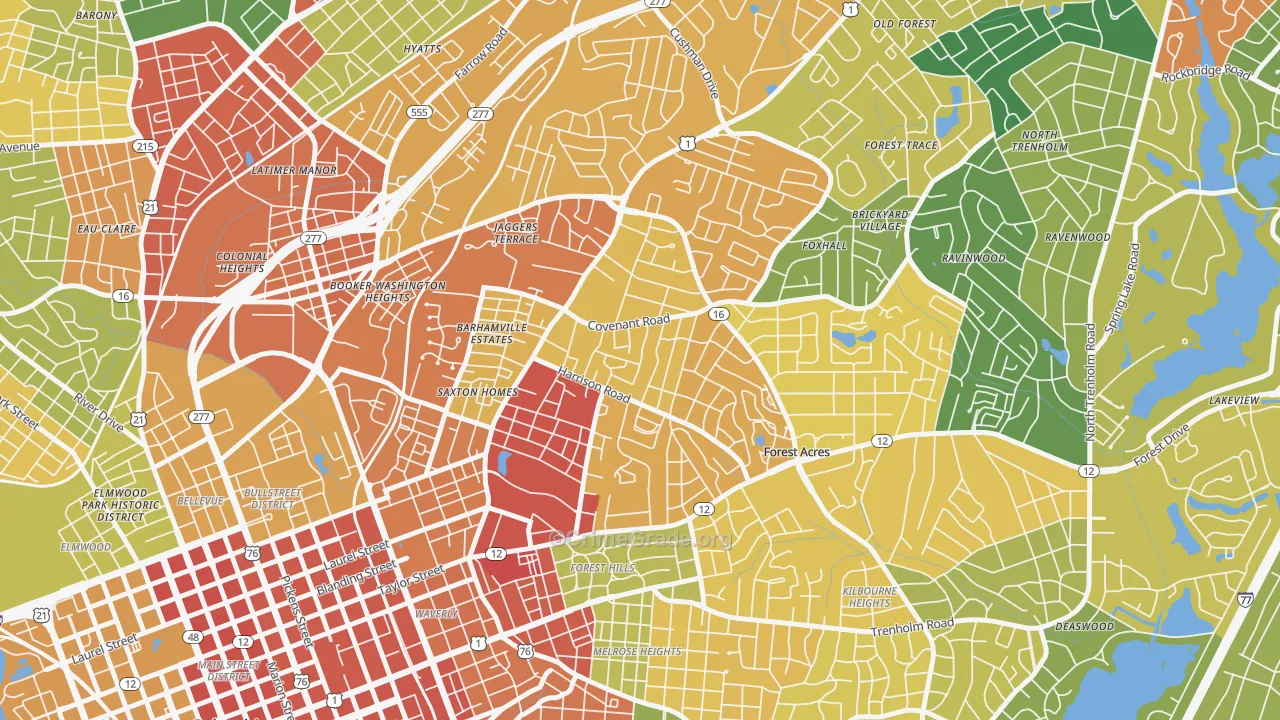 29204, SC Map of Drug-Related Crime Rates