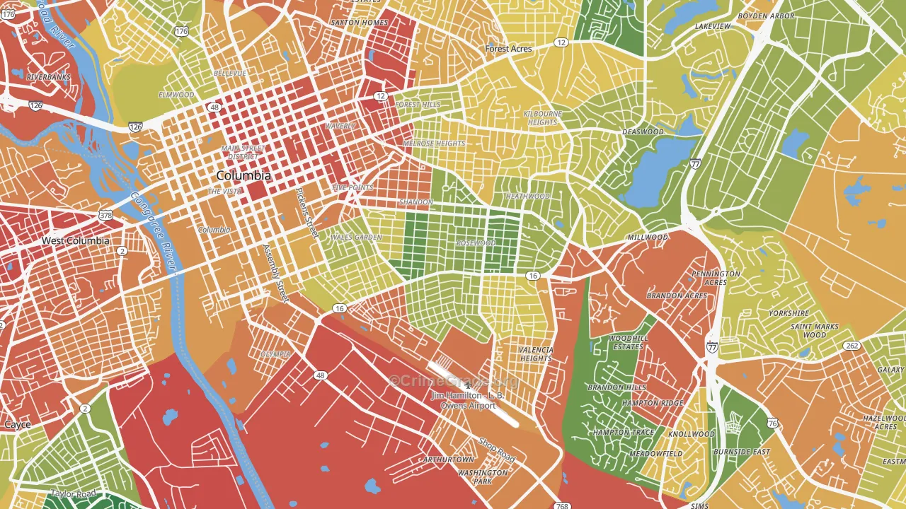 29205, SC Map of Drug-Related Crime Rates