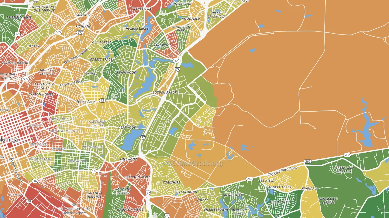29207, SC Map of Drug-Related Crime Rates