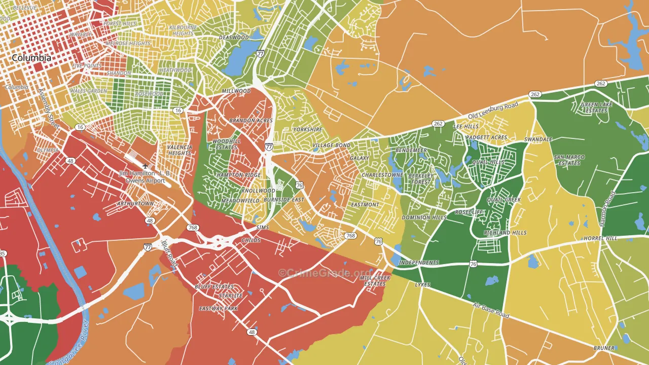29209, SC Map of Drug-Related Crime Rates