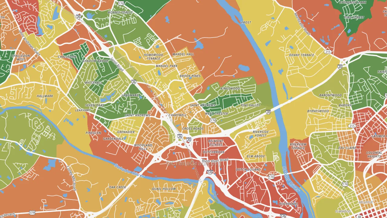 29210, SC Map of Drug-Related Crime Rates