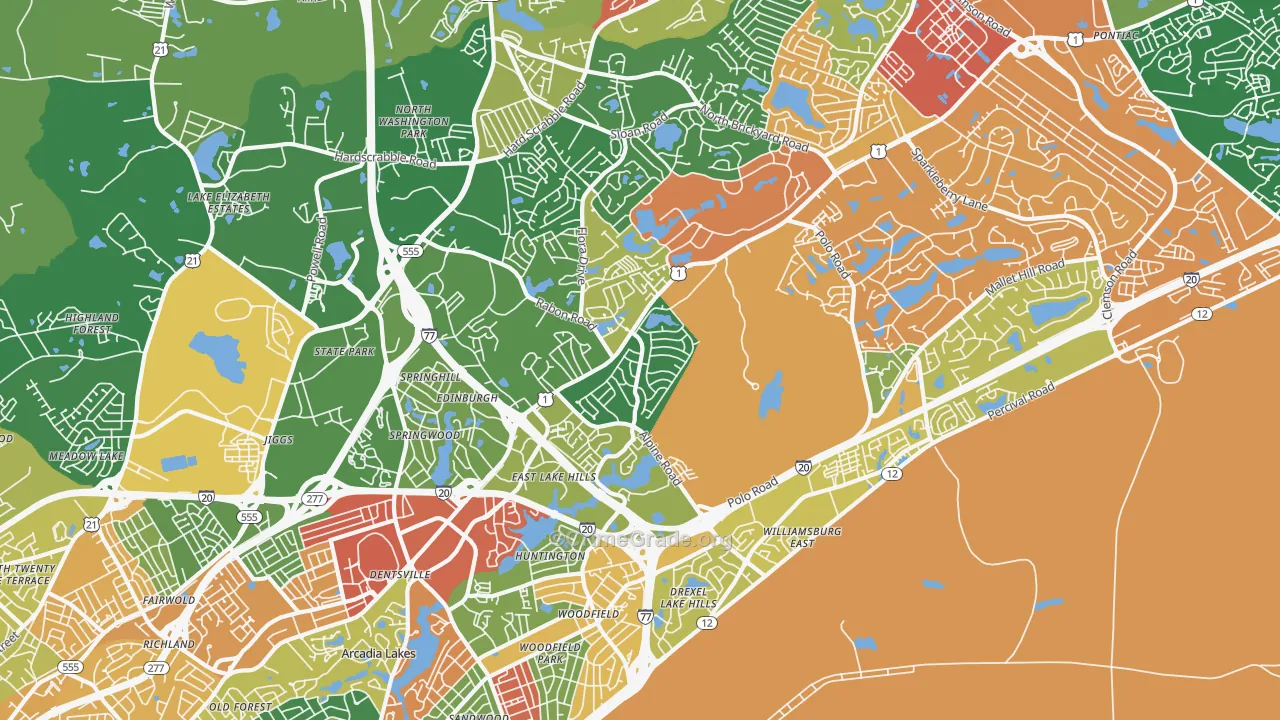 29223, SC Map of Drug-Related Crime Rates