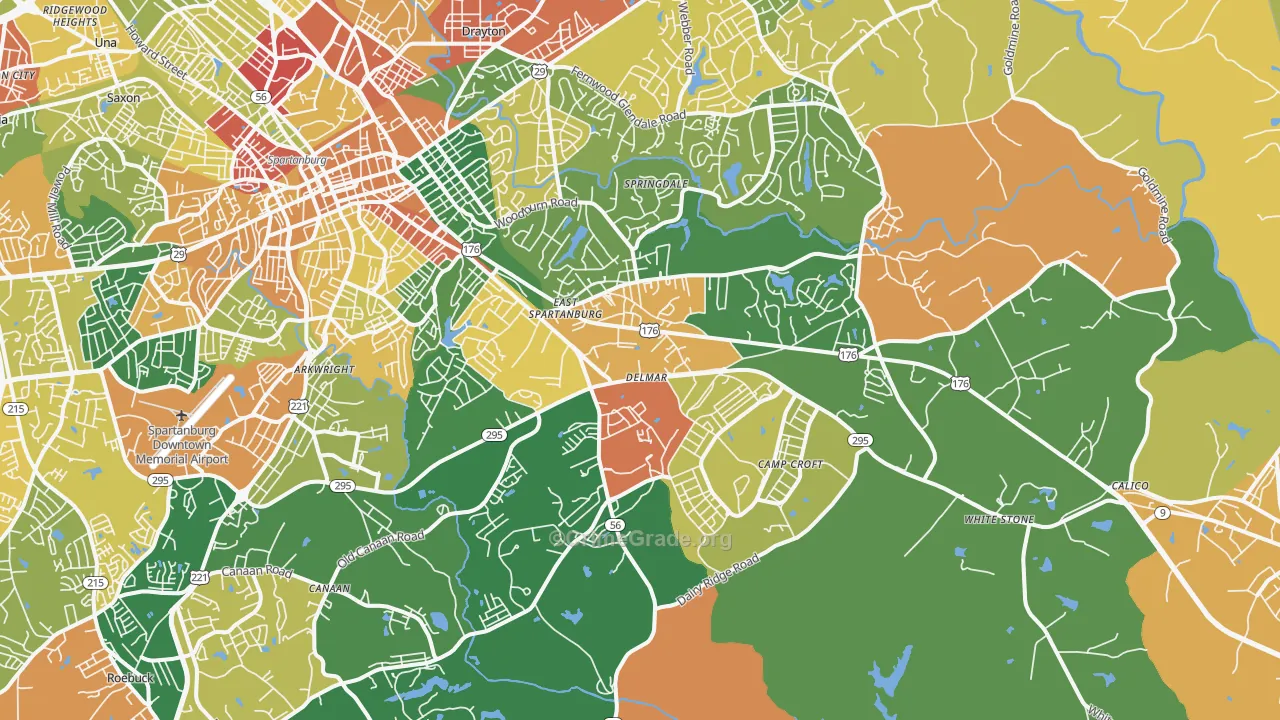 29302, SC Map of Drug-Related Crime Rates