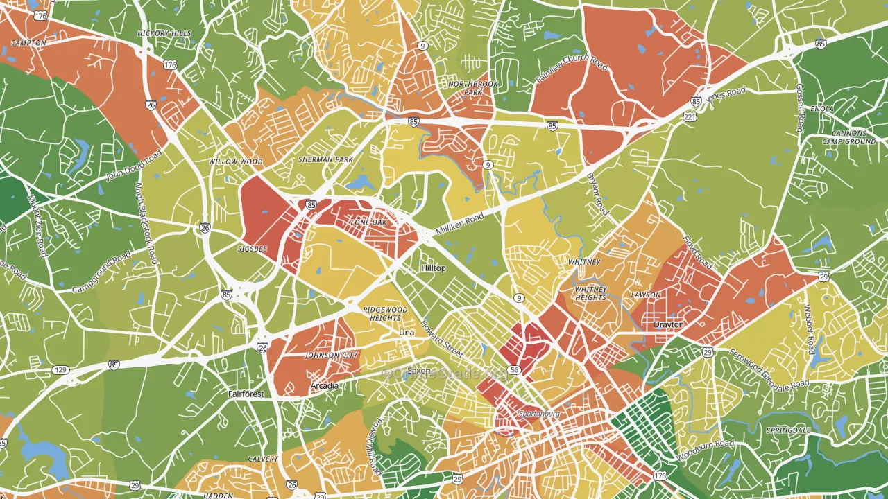 29303, SC Map of Drug-Related Crime Rates