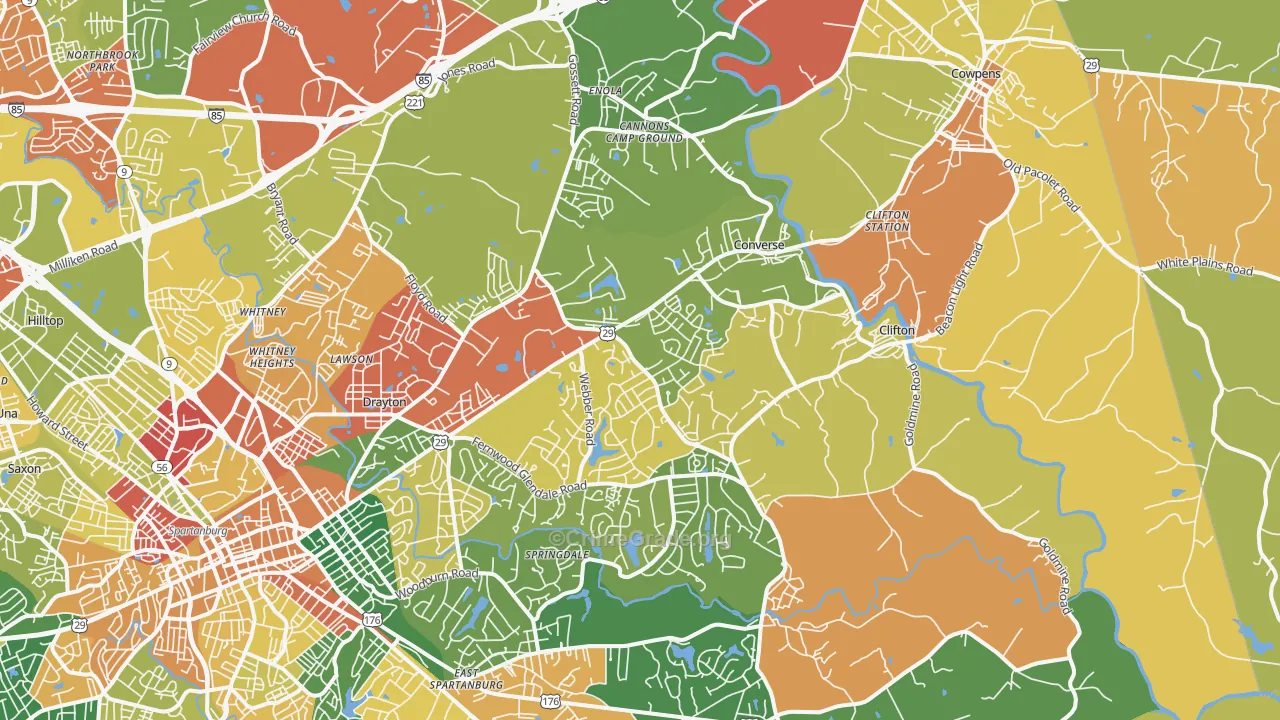 29307, SC Map of Drug-Related Crime Rates