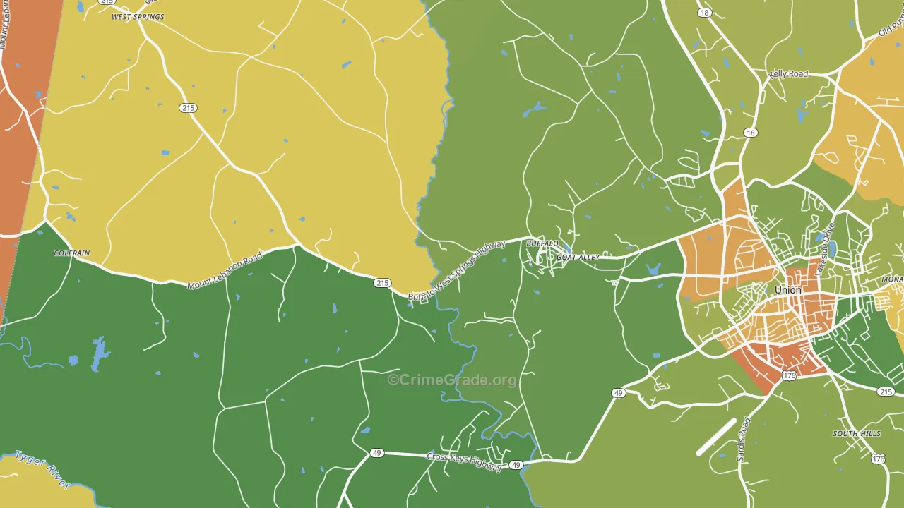 29321, SC Map of Drug-Related Crime Rates