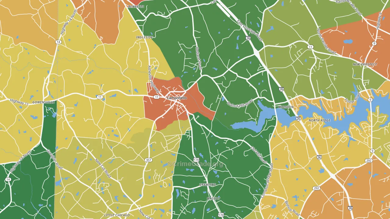 29322, SC Map of Drug-Related Crime Rates