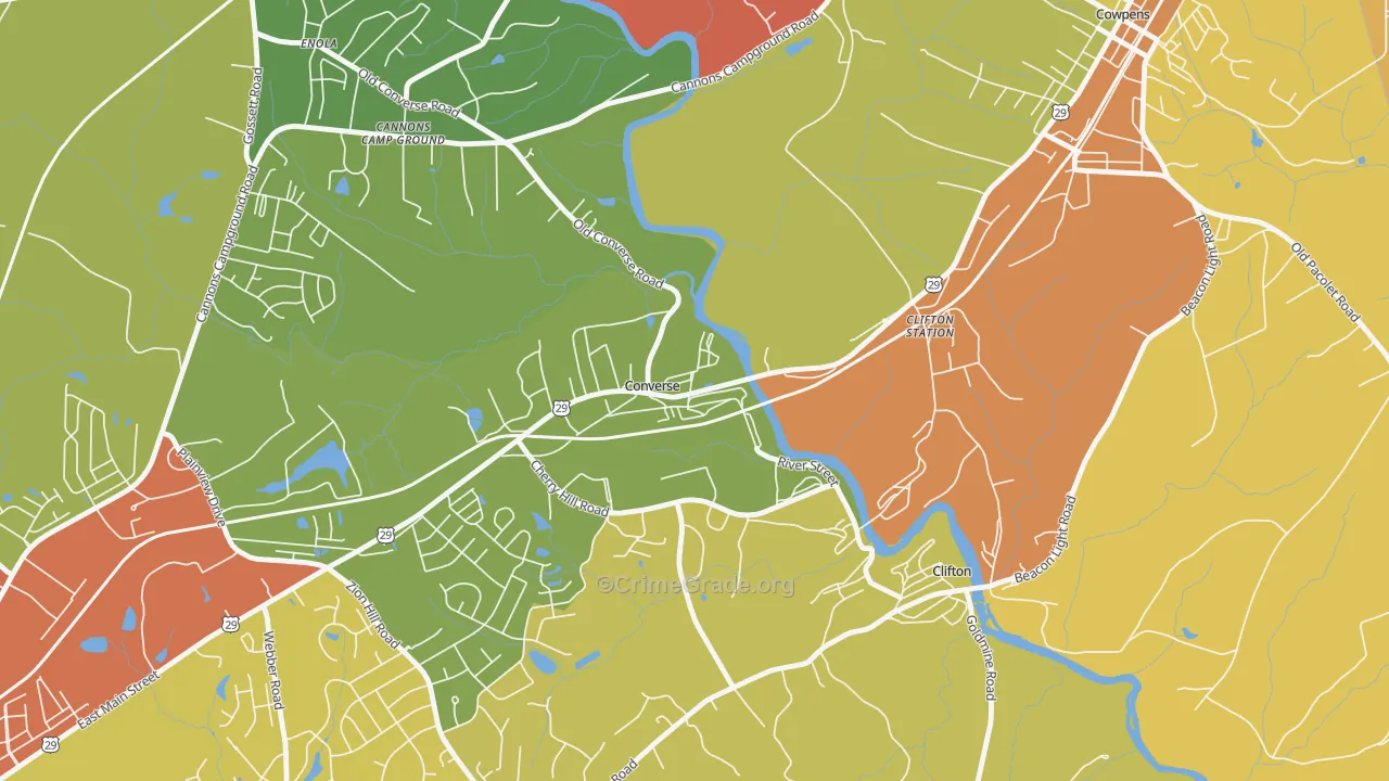 29329, SC Map of Drug-Related Crime Rates