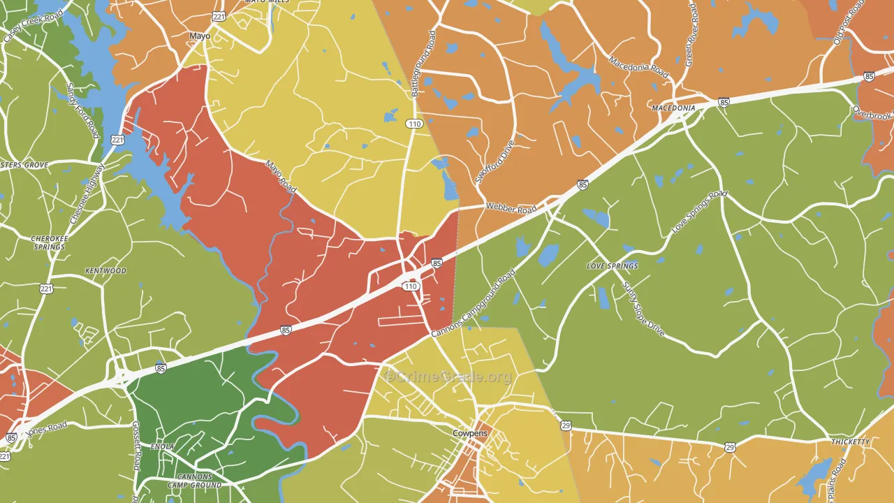 29330, SC Map of Drug-Related Crime Rates