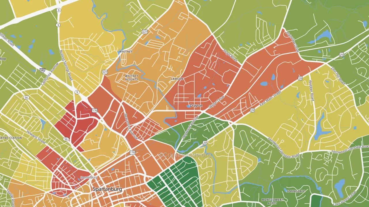 29333, SC Map of Drug-Related Crime Rates