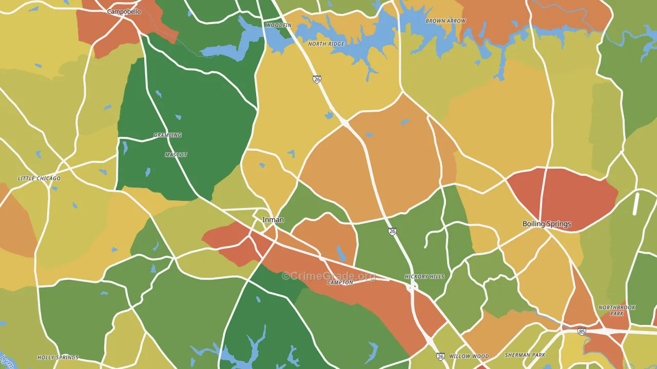 29349, SC Map of Drug-Related Crime Rates