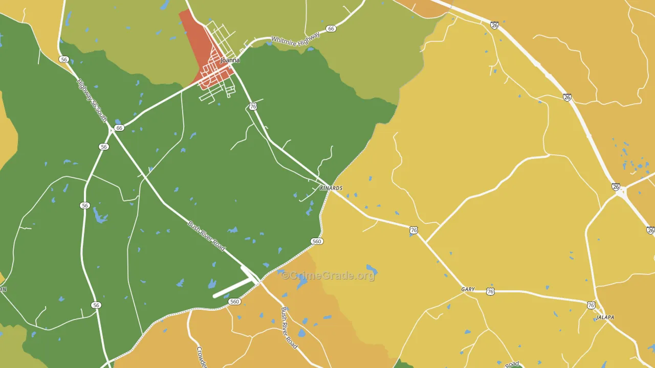 29355, SC Map of Drug-Related Crime Rates