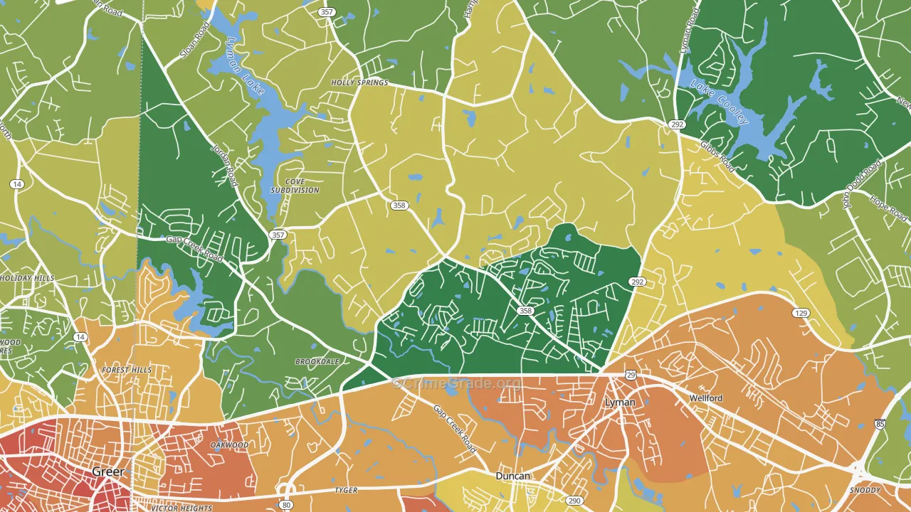 29365, SC Map of Drug-Related Crime Rates