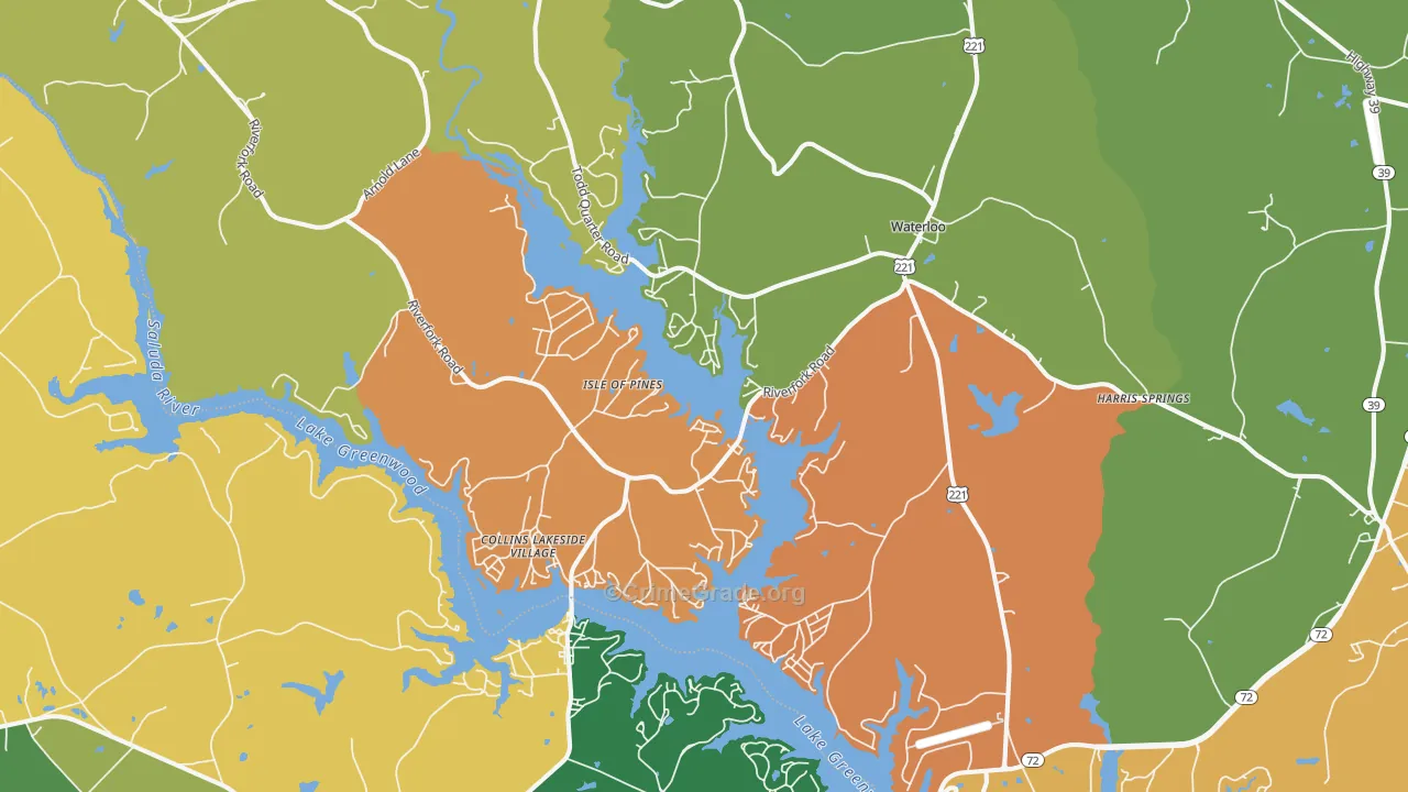 29384, SC Map of Drug-Related Crime Rates