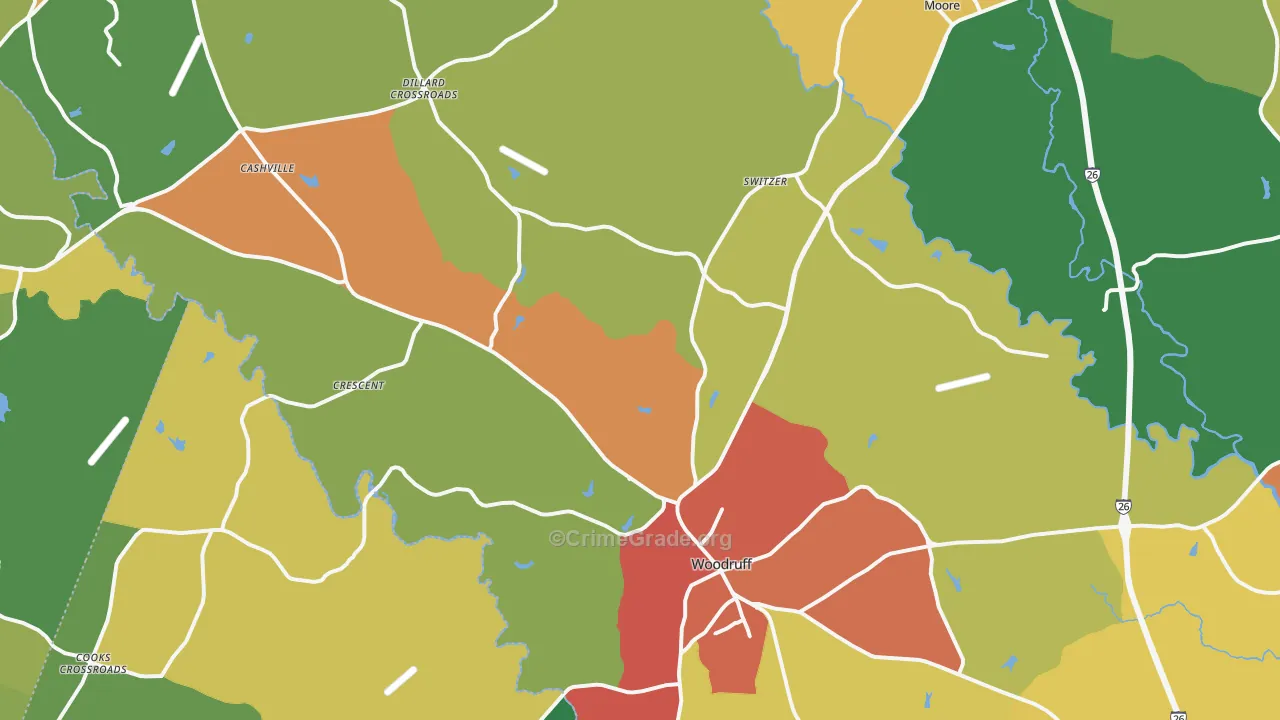 29388, SC Map of Drug-Related Crime Rates