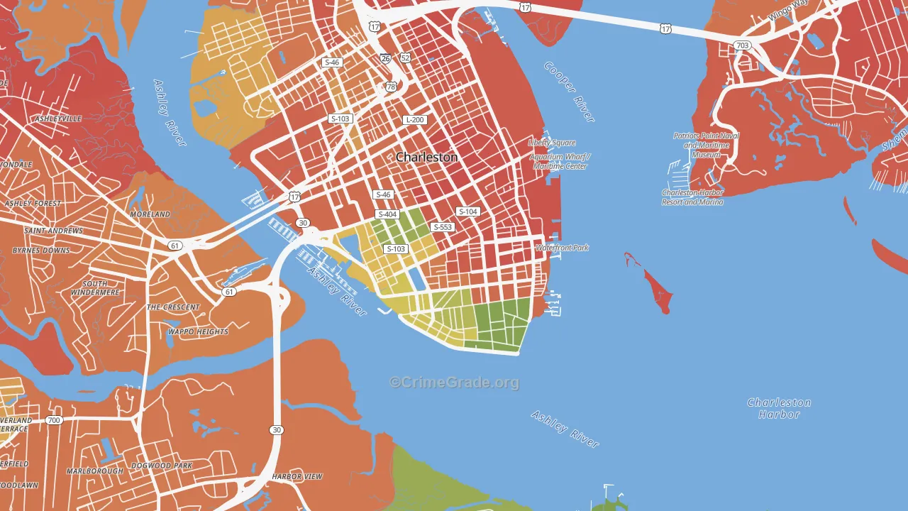 29401, SC Map of Drug-Related Crime Rates