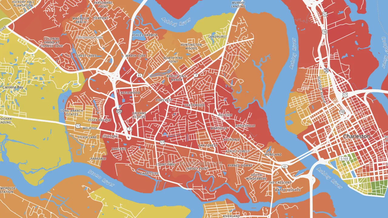 29407, SC Map of Drug-Related Crime Rates