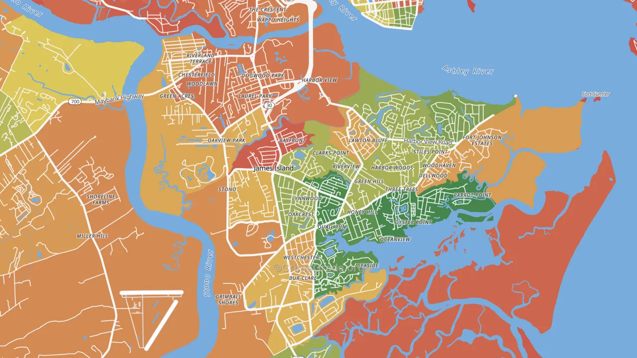 29412, SC Map of Drug-Related Crime Rates