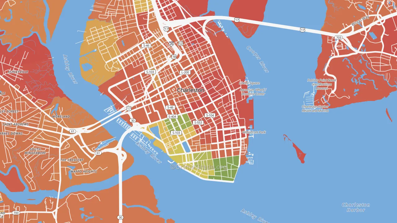 29424, SC Map of Drug-Related Crime Rates