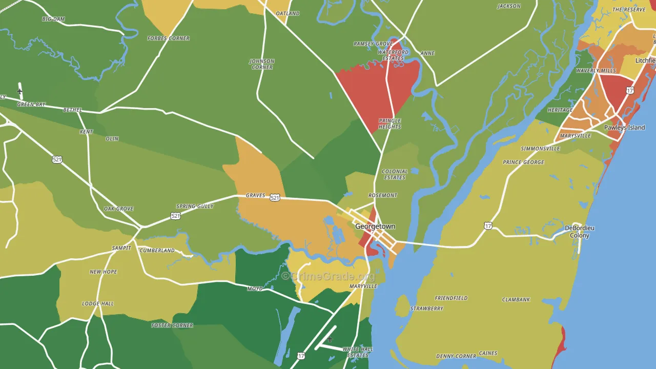 29440, SC Map of Drug-Related Crime Rates