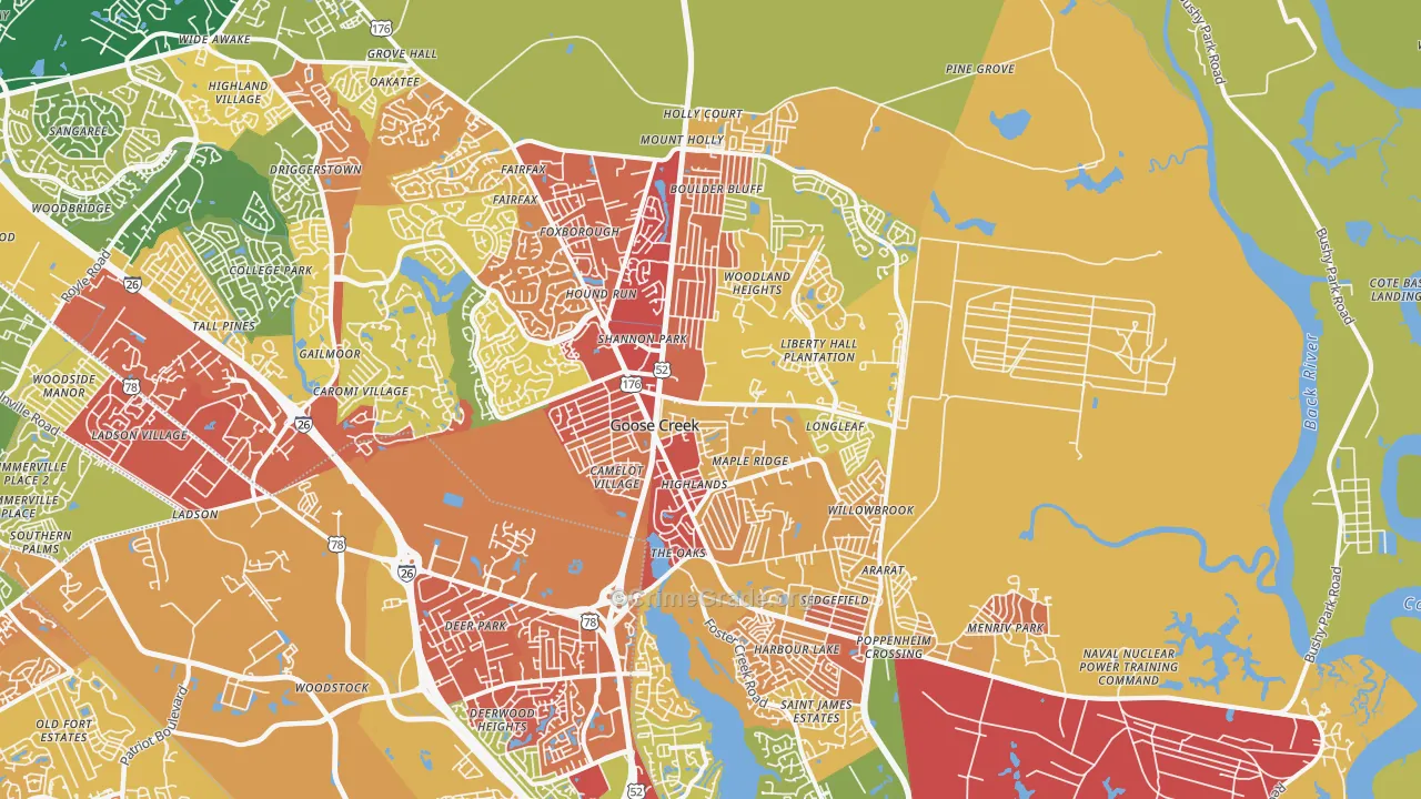 29445, SC Map of Drug-Related Crime Rates
