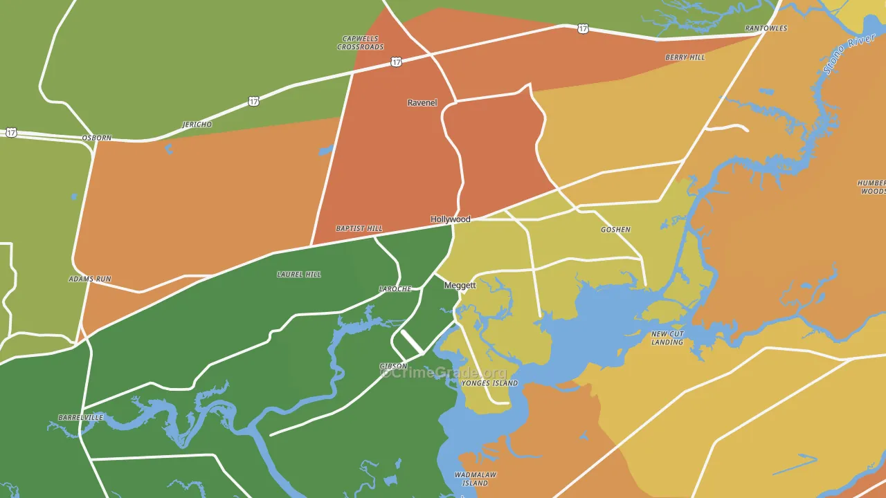 29449, SC Map of Drug-Related Crime Rates