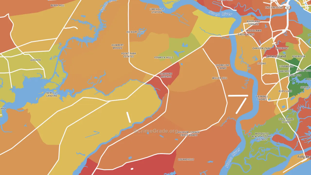 29455, SC Map of Drug-Related Crime Rates