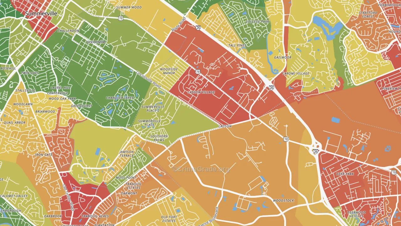 29456, SC Map of Drug-Related Crime Rates