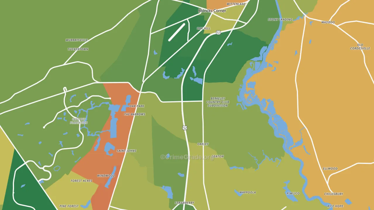 29461, SC Map of Drug-Related Crime Rates
