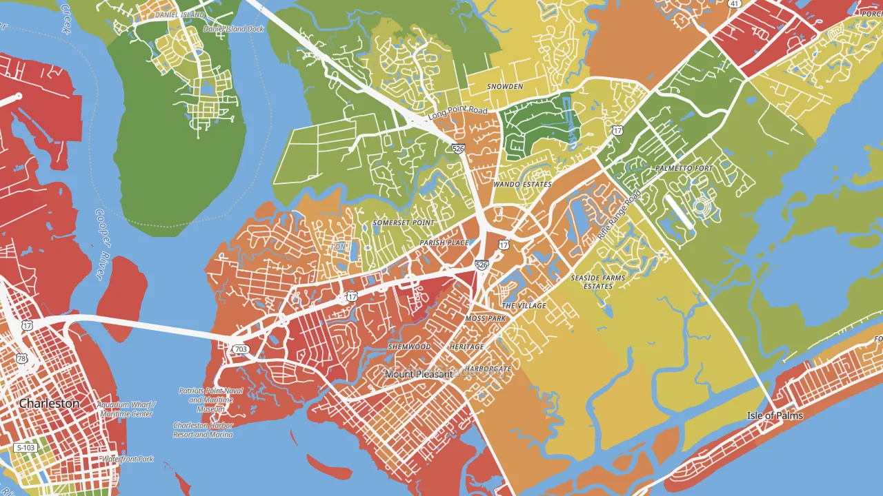 29464, SC Map of Drug-Related Crime Rates