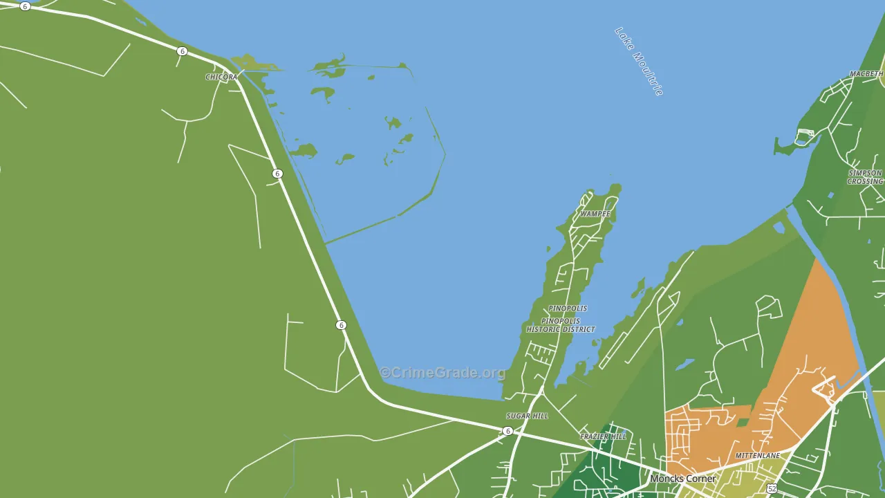 29469, SC Map of Drug-Related Crime Rates