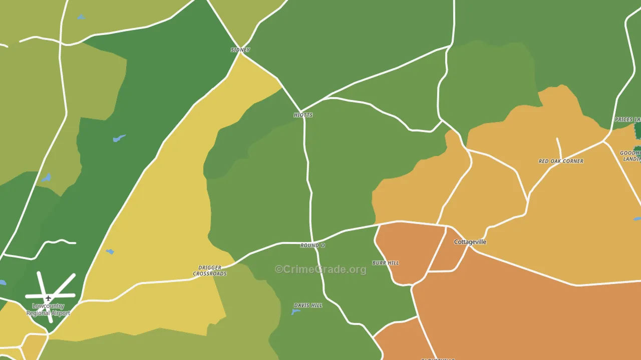 29474, SC Map of Drug-Related Crime Rates