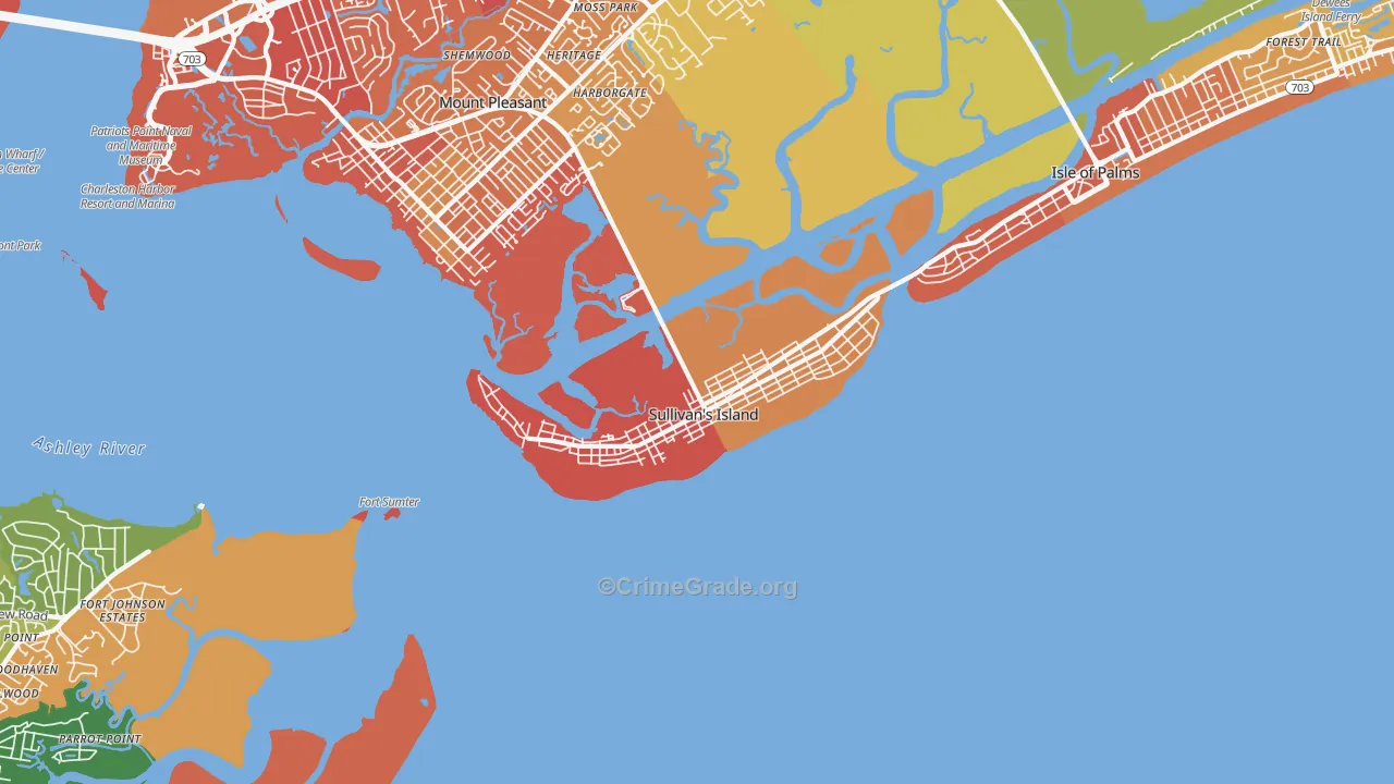 29482, SC Map of Drug-Related Crime Rates